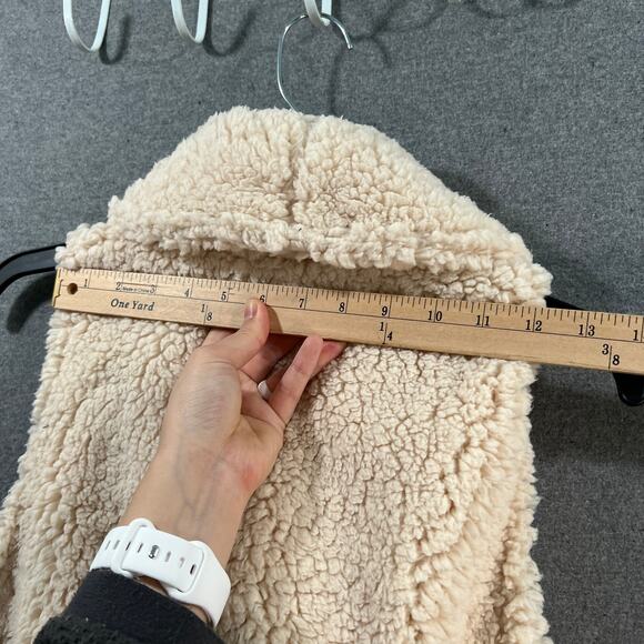 BumbleBella by Jill Martin Sherpa Shawl Collar Long Vest Charming Ivory, X-Small - Picture 6 of 7